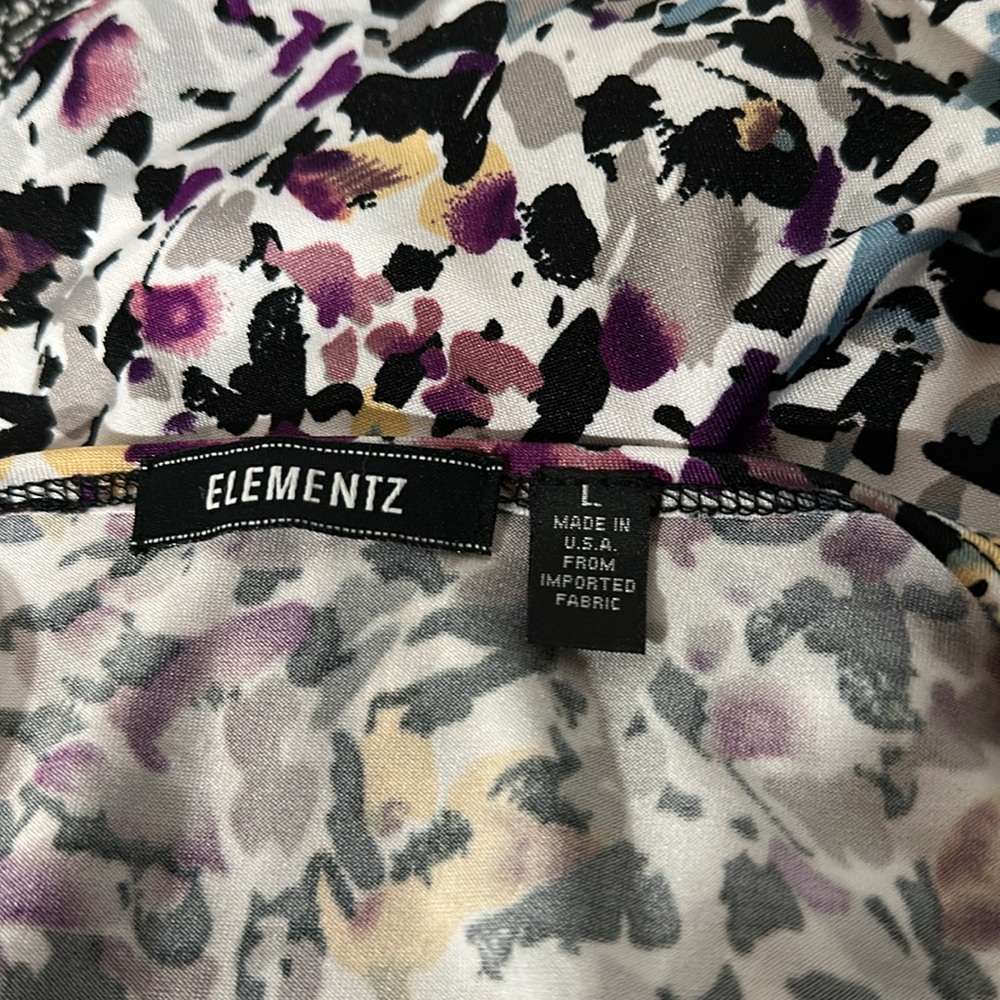 Elementz Purple and Yellow Abstract Print Blouse - Picture 9 of 10